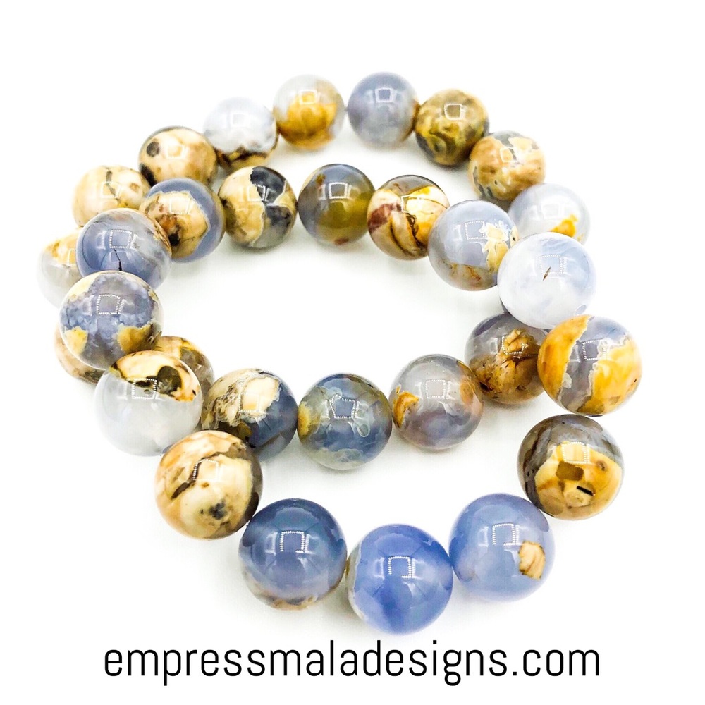 Chalcedony With Matrix Mala Bracelet Empress Mala